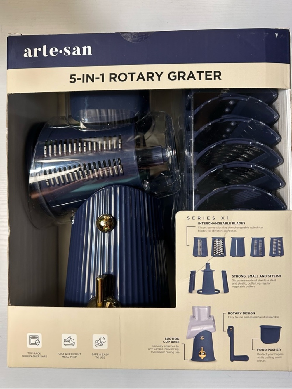 NEw! arte•san Navy 5-in-1 Rotary Grater.